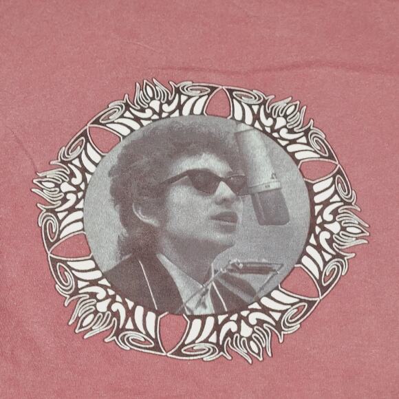 Vintage 90s Bob Dylan Fan Club Size XL Tour T-Shirt Faded Red Short Sleeve Anvil